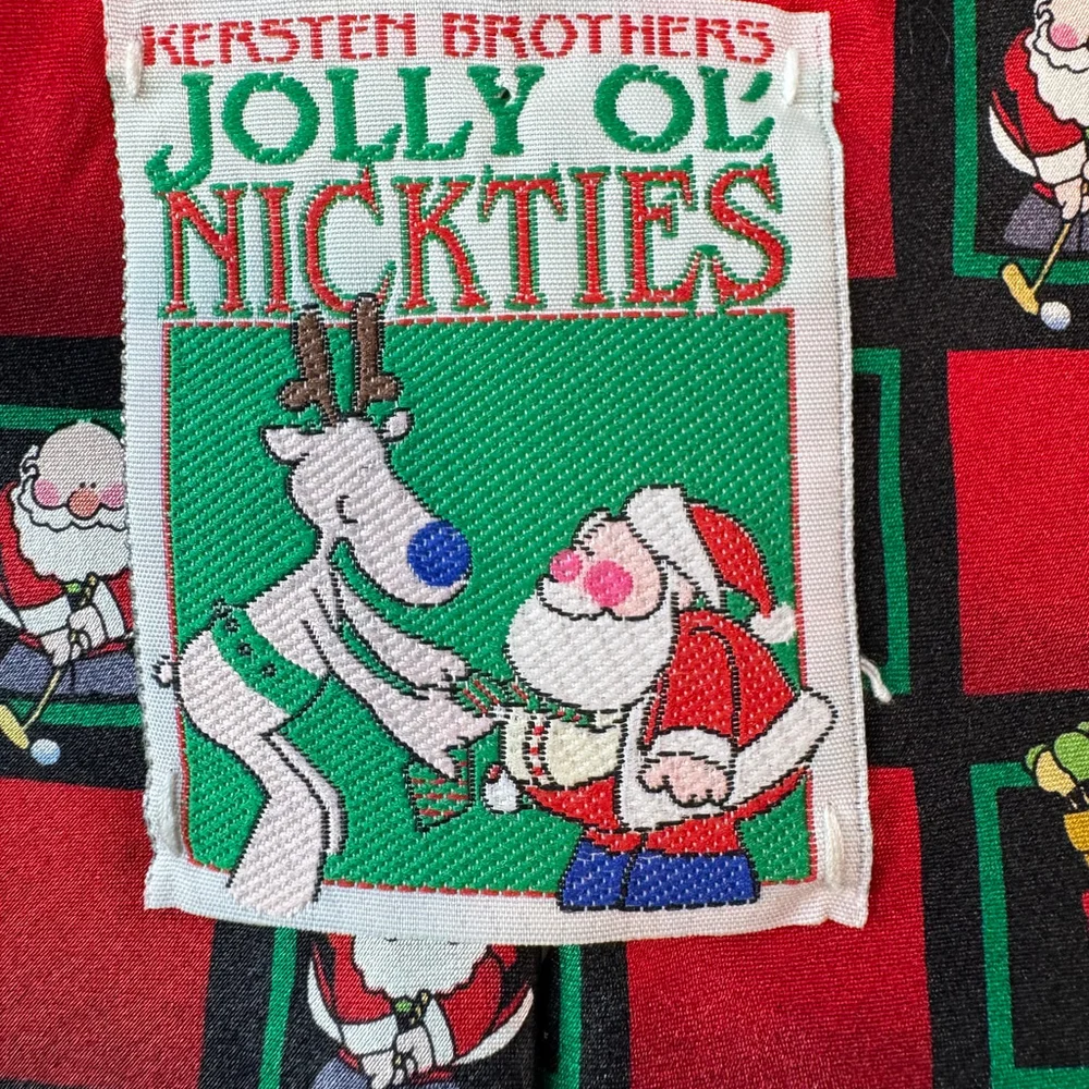 Kersten Brothers Jolly Ol Nickties Santa Golf Necktie Tie Silk Holiday Christmas